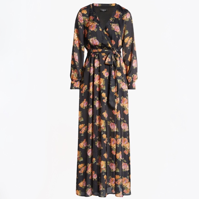 New Vici Collection Floral Print Long Sleeve Maxi Dress Size Small
